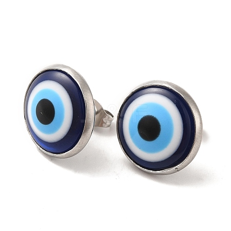 Resin Evil Eye Stud Earrings EJEW-E282-01P-1