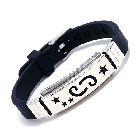 Stainless Steel Constellation Link Bracelet with Silicone Cords PW-WG3762B-04-1