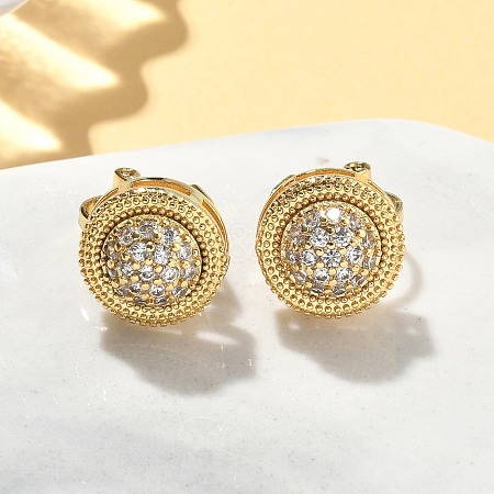 Brass Micro Pave Clear Cubic Zirconia Clip-on Earrings EJEW-A132-02B-G-1