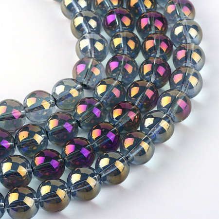 Electroplate Glass Beads Strands X-EGLA-Q062-6mm-A03-1