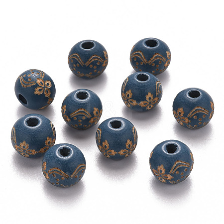 Painted Natural Wood Beads WOOD-N006-03A-07-1