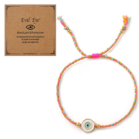 Brass Enamel White Evil Eye Link Braclets FV7122-7-1