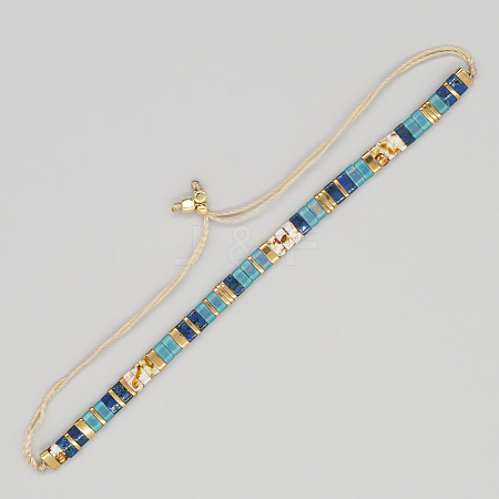 Vintage Ethnic Style Glass Tila Beaded Handmade Slider Bracelets for Women ZN9527-9-1