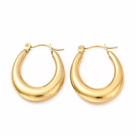 Ion Plating(IP) 304 Stainless Steel Chunky Oval Hoop Earrings for Women EJEW-F283-08G-1