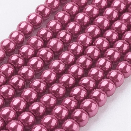 Eco-Friendly Dyed Glass Pearl Round Beads Strands HY-A002-4mm-RB027-1