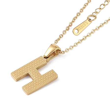 Ion Plating(IP) Initial Letter 304 Stainless Steel Pendant Necklaces NJEW-M199-01G-H-1