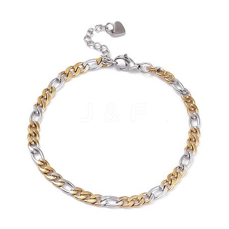 Vacuum Plating 304 Stainless Steel Figaro Chain Bracelets BJEW-I295-07GP-1