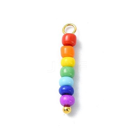 2Pcs Rainbow Color Glass Seed Bead Pendants PALLOY-JF02526-02S-1