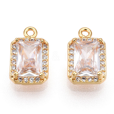 Brass Micro Pave Clear Cubic Zirconia Charms KK-S354-241-NF-1