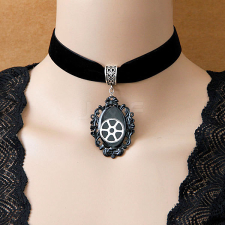 Fashion Gothic Style Wool Cord Choker Necklace NJEW-N0052-280-1