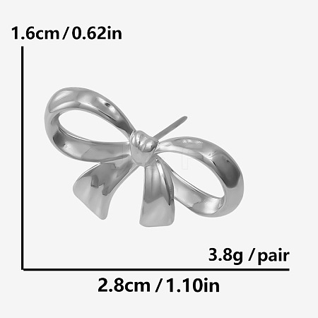 Elegant Stainless Steel Bowknot Stud Earrings TF2539-1-1