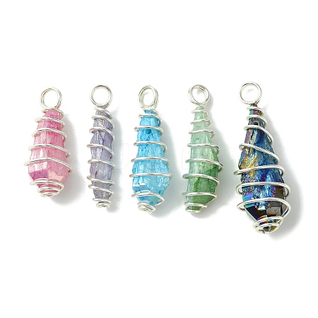 5Pcs Electroplated Natural Quartz Pendants PALLOY-JF03150-1