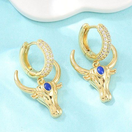 Brass Micro Pave Cubic Zirconia Dangle Hoop Earrings EJEW-G471-46G-1