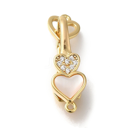 Brass Micro Pave Clear Cubic Zirconia Fold Over Clasps KK-H480-50G-01-1