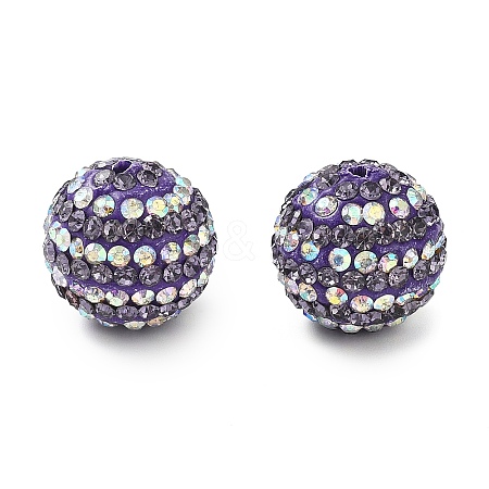Stripe Pattern Polymer Clay Rhinestone Beads CLAY-NH0001-01K-1