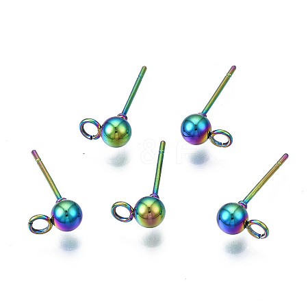 Rack Plating Rainbow Color 304 Stainless Steel Stud Earring Findings LS-STAS-S119-112-1