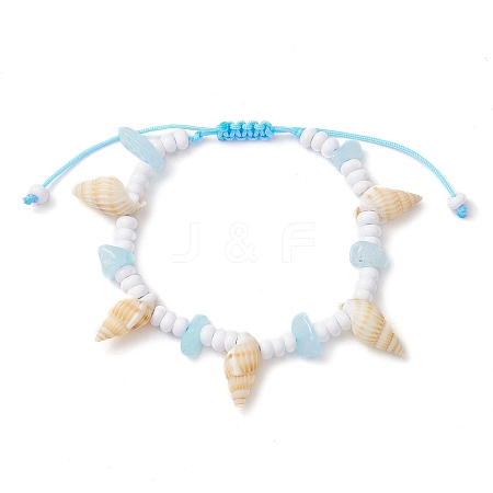 Dyed Natural White Jade Braided Bead Bracelets BJEW-JB10358-02-1