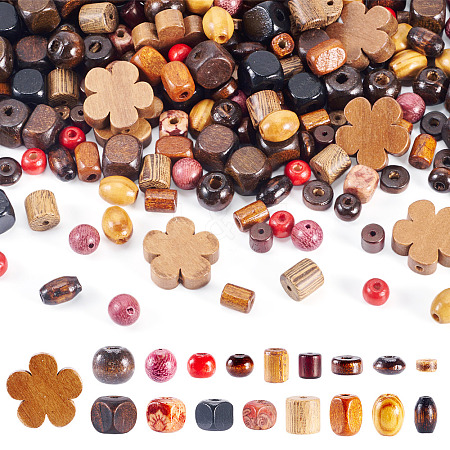 360Pcs 18 Styles Wood Beads WOOD-TA0002-75-1