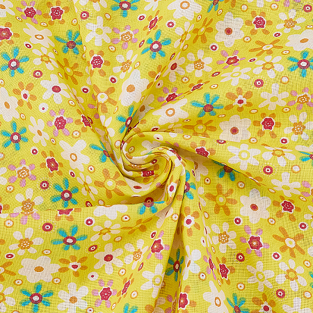 Flower Pattern Cotton Fabric DIY-WH0591-275A-1