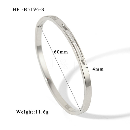 304 Stainless Steel Cubic Zirconia Hinged Bangles for Women WGD7358-02-1