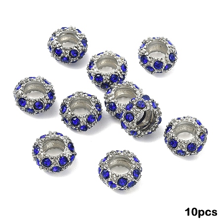 10Pcs Alloy Rhinestone European Beads CPDL-YW0001-02F-1
