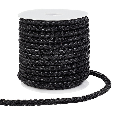 10M Round Braided PU Leather Cord WL-WH0007-02-1