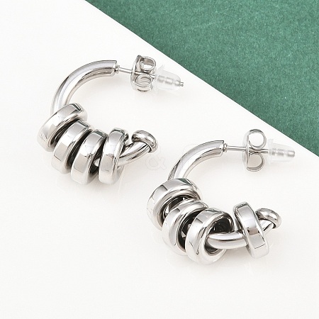 304 Stainless Steel C-Shaped Stud Earrings LS-EJEW-K268-78P-1