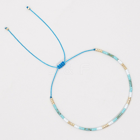 Glass Seed Braided Bead Bracelet for Women BJEW-BB7272742-C-1