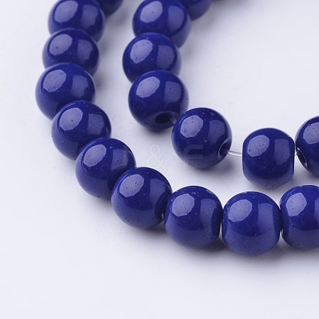Opaque Solid Color Glass Beads Strands GLAA-D080-6mm-04-1