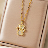 Brass Clear Cubic Zirconia Cute Romantic Cartoon Bear Pendant Necklaces for Holidays QG0958-1