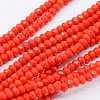 Opaque Solid Color Crystal Glass Faceted Rondelle Beads Strands GLAA-F025-A08-2