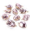 Electroplate Freshwater Shell Pendants SHEL-T018-12G-02-1