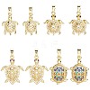 8Pcs 4 Styles Brass Micro Pave Cubic Zirconia Pendants KK-BBC0019-64-1