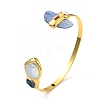 Natural Kyanite & Quartz & Pearl Irregular Open Cuff Bangle BJEW-G637-02G-4