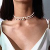 Bohemian Ethnic Style Natural Shell & Glass Seed Beaded Double Layer Choker Necklaces FS-WG063D6-01-3