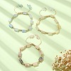 3Pcs 3 Style Natural Mixed Gemstone Cube Braided Bead Bracelets Set BJEW-TA00345-5