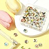60Pcs Half Round with Butterfly Glass Cabochons GGLA-FS0001-16B-8