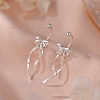 999 Sterling Silver Bowknot Ear Plugs Gauges EJEW-P296-18S-4