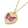 Brass Enamel Cable Chain Butterfly Pendant Necklaces NJEW-K379-01G-02-2