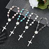 4Pcs 4 Colors Cross with Jesus Alloy Charm Bracelets BJEW-DC0001-10-4