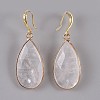 Teardrop Natural Quartz Crystal Dangle Earrings EJEW-JE02998-02-2