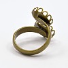 Adjustable Brass Ring Double Blank Base Cabochon Setting Components X-KK-O003-02AB-NF-2