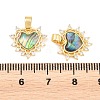 Valentine's Day Brass Micro Pave Clear Cubic Zirconia Pendants ZIRC-F148-12B-G-3