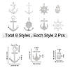 SUNNYCLUE 16Pcs 8 Style 316 Surgical & 304 Stainless Steel Pendants STAS-SC0002-95-2