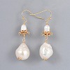 Freshwater Pearl Dangle Earrings EJEW-JE03310-2