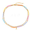 Colorful Glass Seed Beaded Initial Pendant Double Layer Necklaces QS3881-1-1