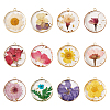 12Pcs 12 Styles Transparent Clear Epoxy Resin Pendants RESI-TA0001-85-8