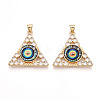 Brass Micro Pave Clear Cubic Zirconia Pendants for Women KK-T070-90A-04-1