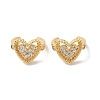 Hollow Heart Brass Micro Pave Cubic Zirconia Cuff Earrings for Women EJEW-P281-06G-1