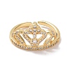 Clear Cubic Zirconia Crown Open Ring RJEW-P032-20G-2
